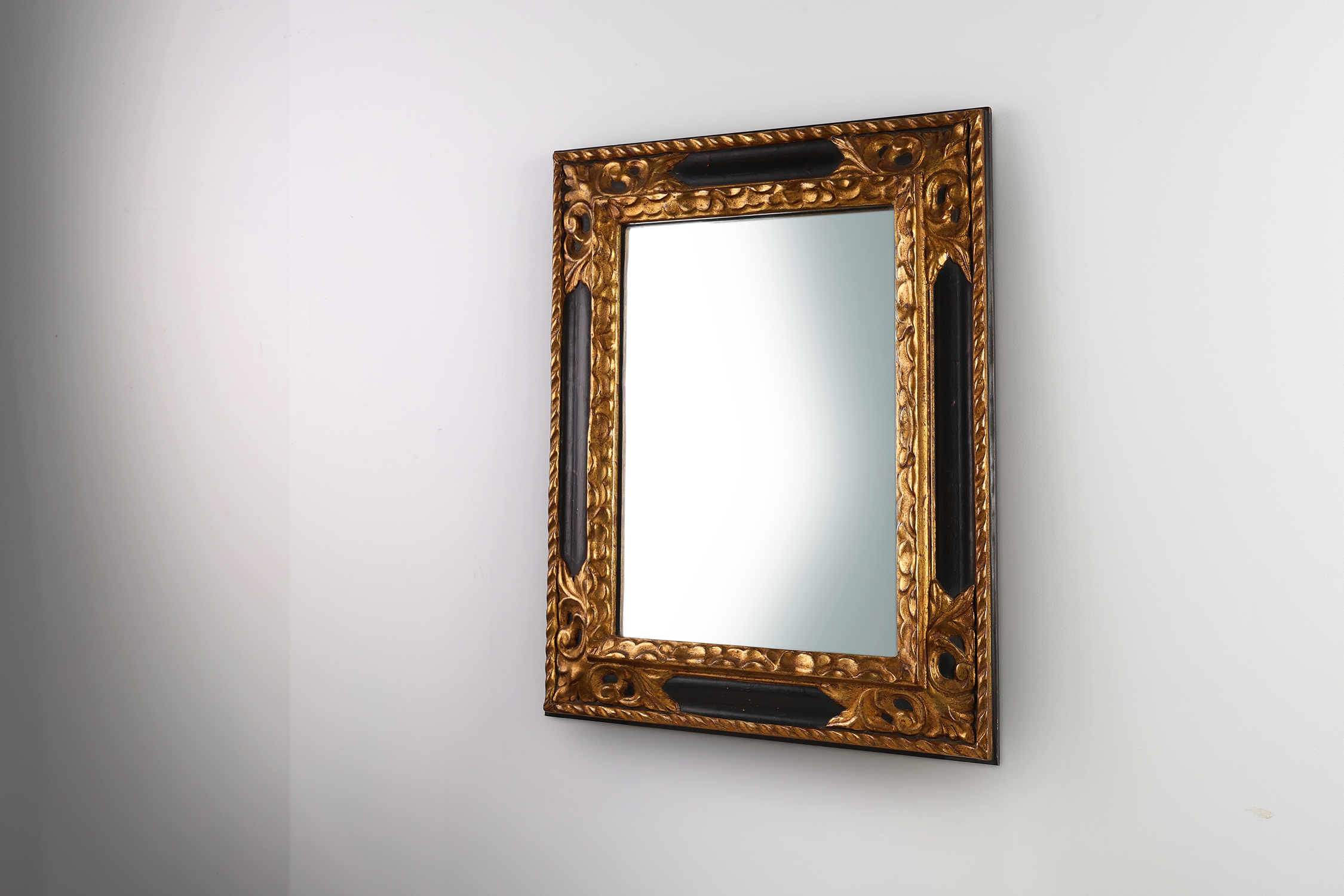 Carved Baroque Black and Giltwood Mirror, France 1850sthumbnail